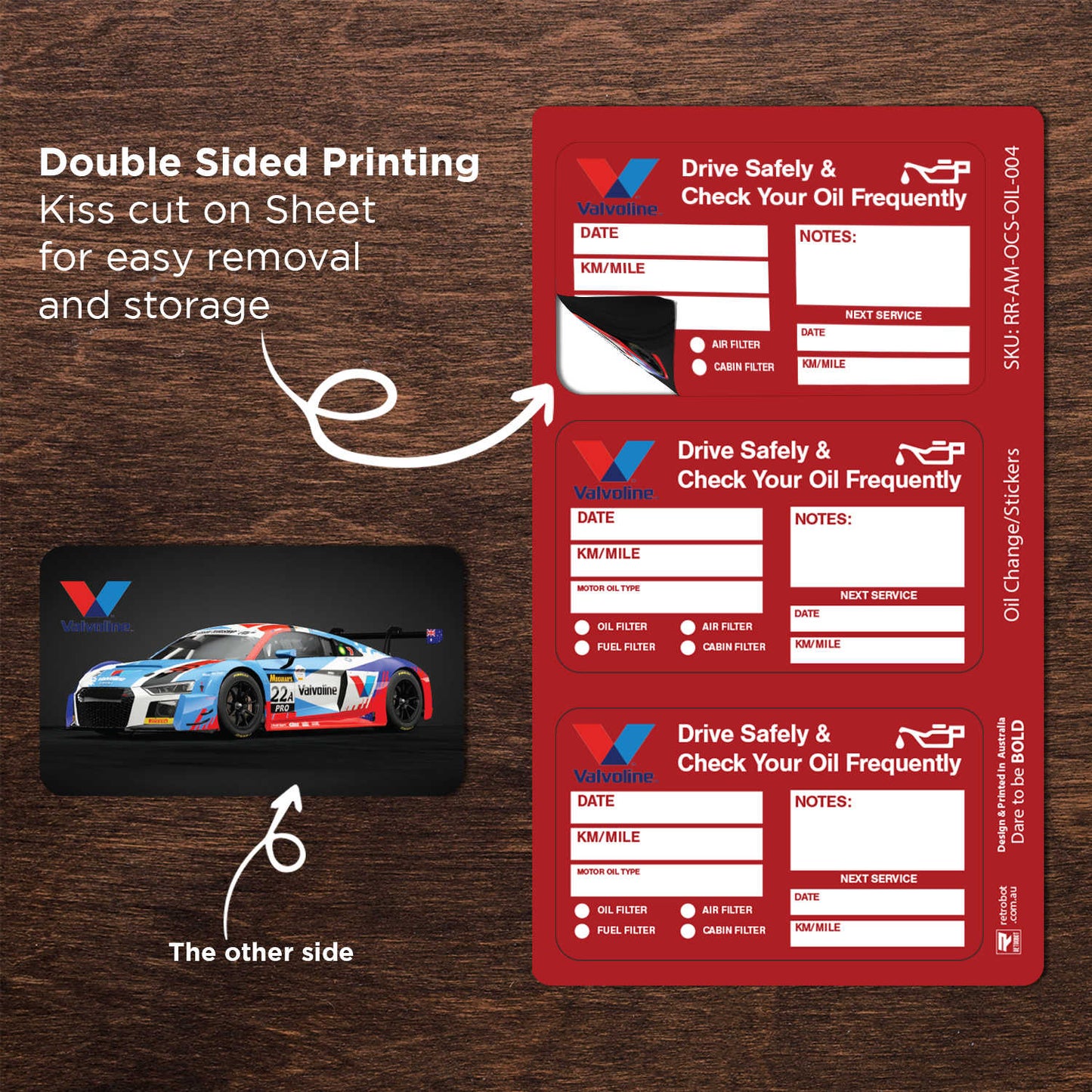 Valvoline Oil Double Sided Drive Safely & Check Oil Frequently Vinyl Decal Sticker