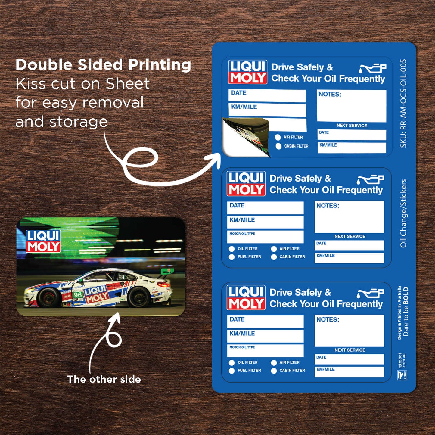 Liquimoly Oil Double Sided Drive Safely & Check Oil Frequently Vinyl Decal Sticker