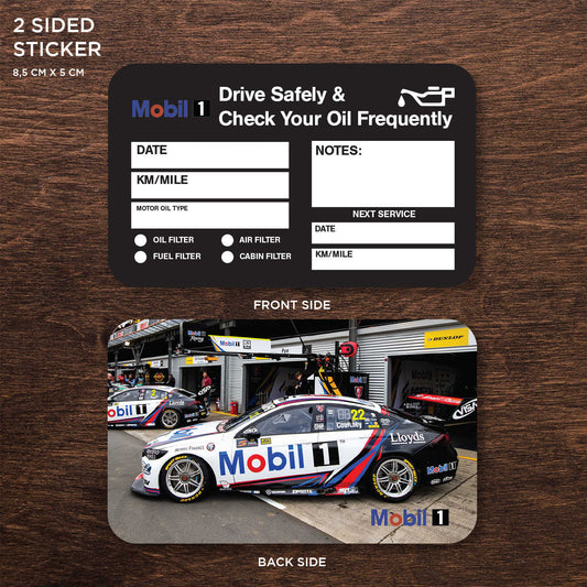 Mobil 1 Oil Double Sided Drive Safely & Check Oil Frequently Vinyl Decal Sticker