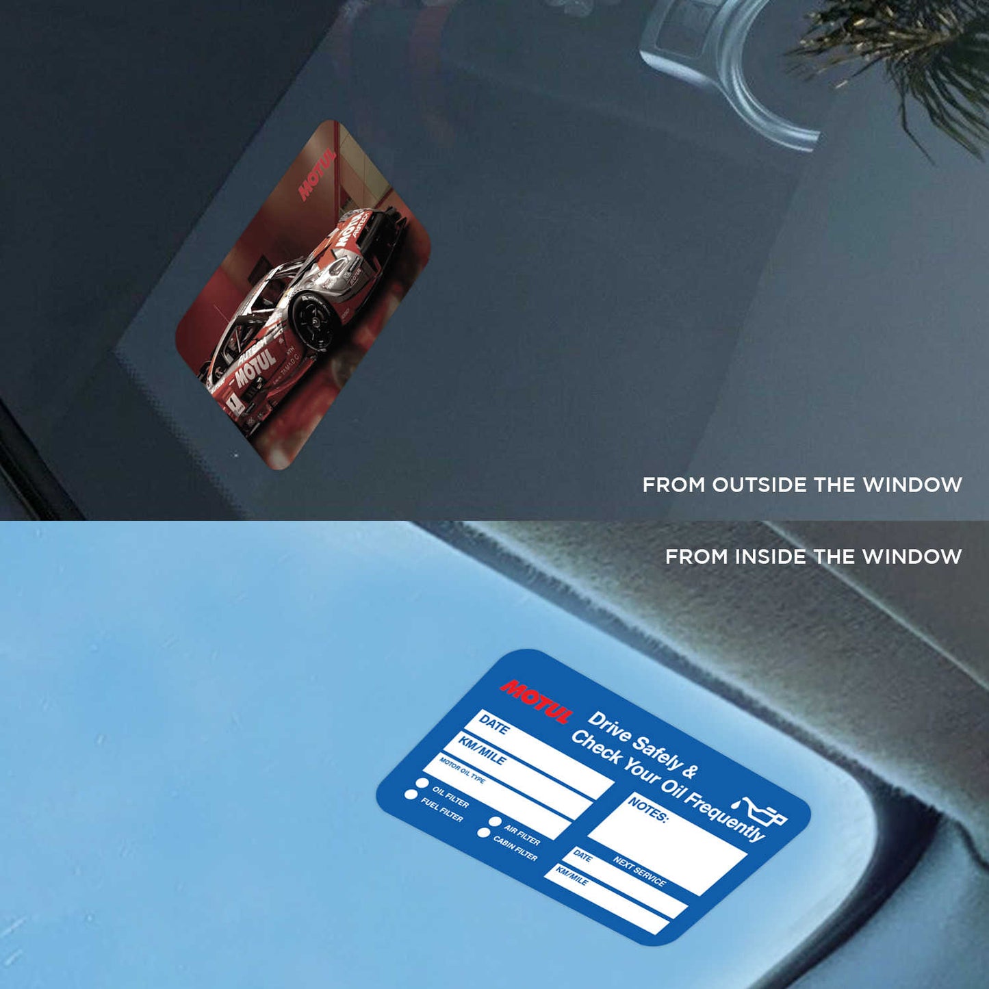 Motul Oil Double Sided Drive Safely & Check Oil Frequently Vinyl Decal Sticker