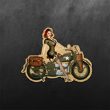 Retro Style 1942 Pin Up Girl On Bike Decal Stickers