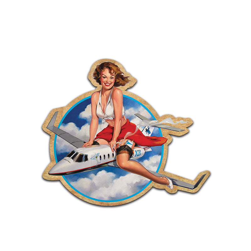 Winston Private Jet PinUp Girl Sticker
