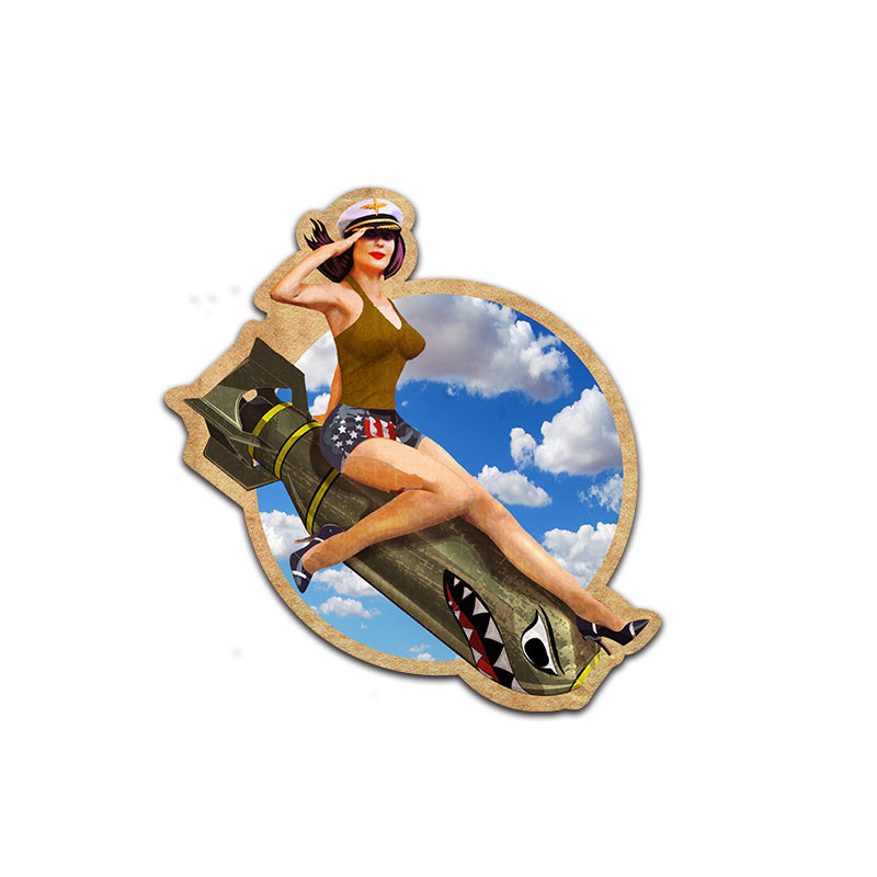 Shark Bombshell PinUp Girl Sticker
