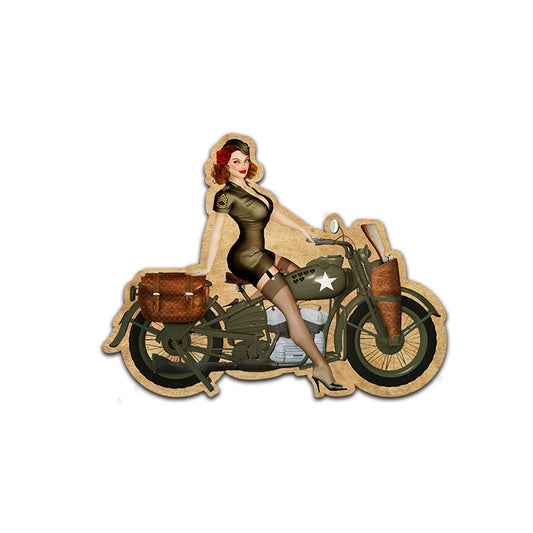 Retro Style 1942 Pin Up Girl On Bike Decal Stickers