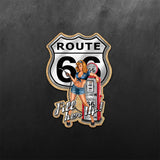 Route 66 PinUp Girl Sticker