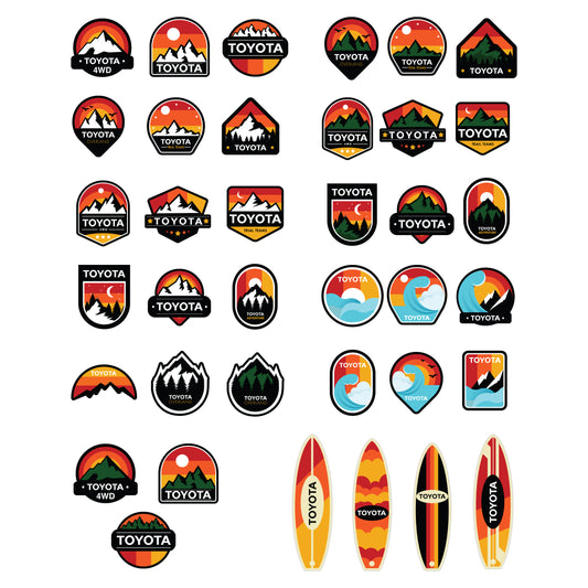 4WD Mountain Adventure Surfing & Camping Decal Stickers
