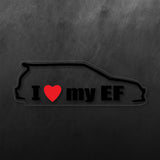 I Love My EF Hatchback 88-91 Sticker