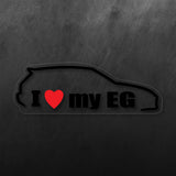 I Love My EG Hatchback Sticker