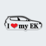 I Love My EK Hatchback Window Sticker