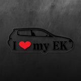 I Love My EK Hatchback Window Sticker