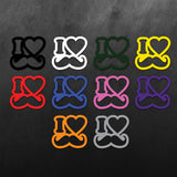 JDM Hearts I Love Mustache Sticker