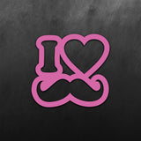 JDM Hearts I Love Mustache Sticker