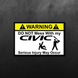 Warning Civic Sticker