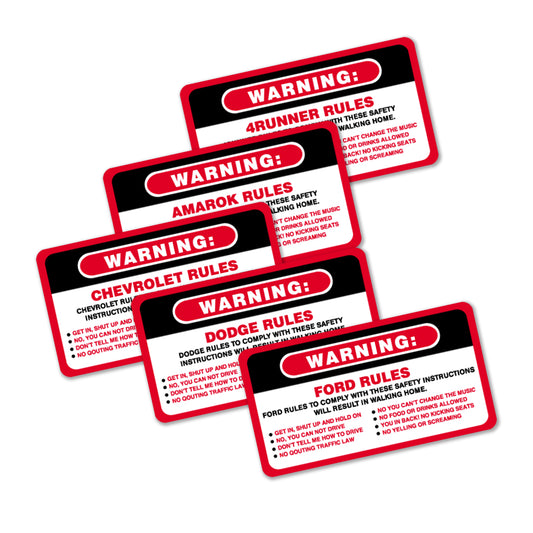 Warning Rules Sticker - Available in many options
