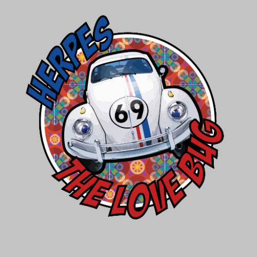 Herbie Herpes The Love Bug VW Bettle Parody 69 Decal Sticker-0