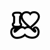 JDM Hearts I Love Mustache Sticker-0