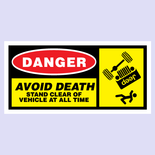 Danger Avoid Death 4WD Decals Stickers - Available in many options