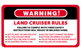 Warning Rules Sticker - Available in many options