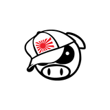 Subaru Pig Rising Sun Hat Sticker-0