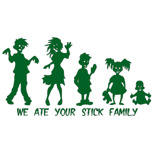 Zombie Ate Stick Family Sticker-0